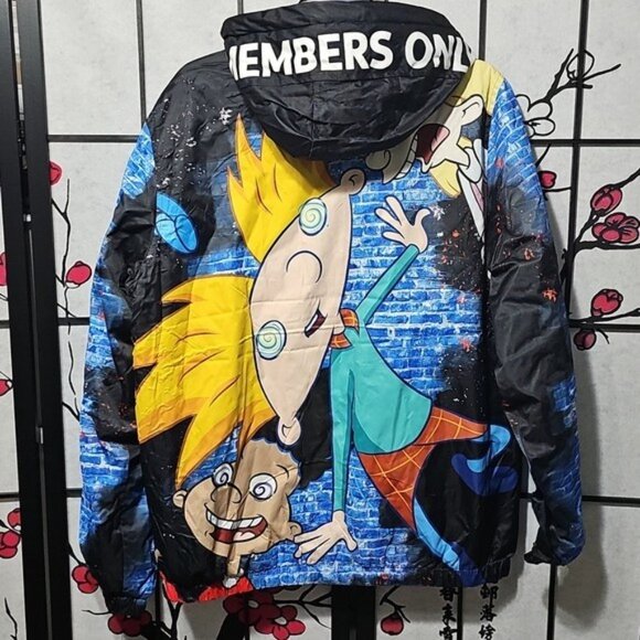 Members Only x Nickelodeon Hey Arnold Cartoon Graphic Jacket Small NWT - Picture 6 of 6